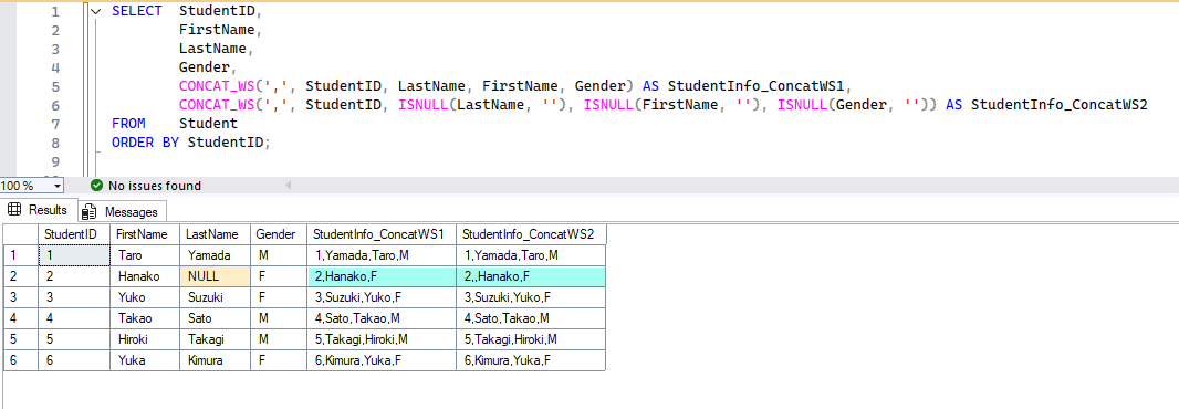 CONCAT_WS 関数の使い方と注意点 2